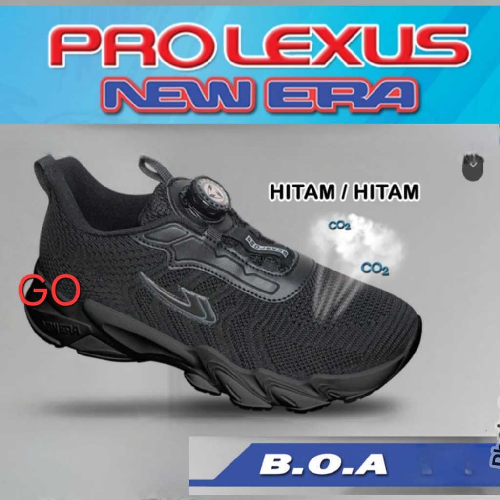 Cuci Gudang  Gopro New Era Sepatu Sekolah Tali Putar Hitam Sepatu New Era Sepatu Sneakers Casual