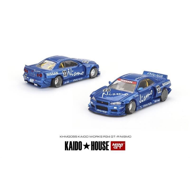 MINI GT KAIDO HOUSE R34 NISMO BLUE MINI GT X KAIDO HOUSE R34 NISMO