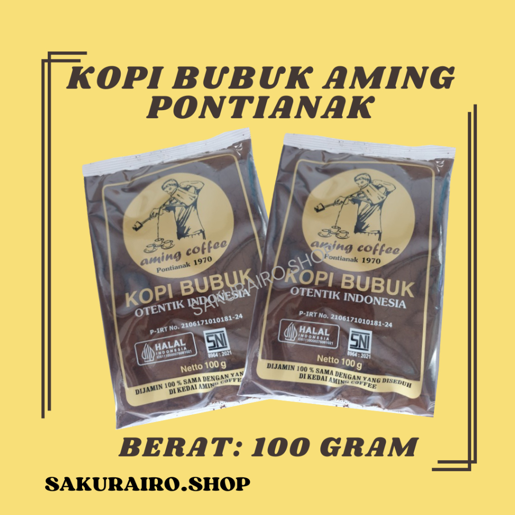 

BUBUK KOPI AMING COFFEE UKURAN 100 GRAM KHAS PONTIANAK