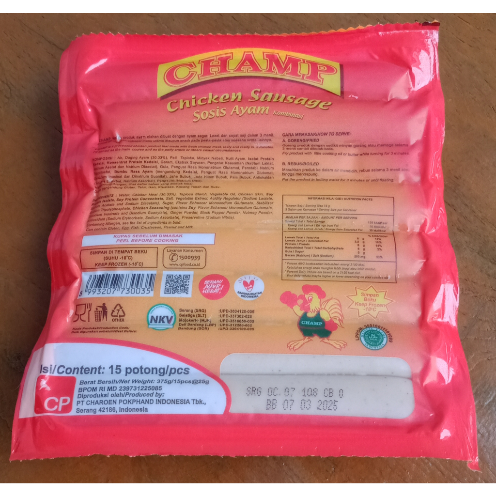 

Champ Sosis Ayam isi 15 pc 375 gr