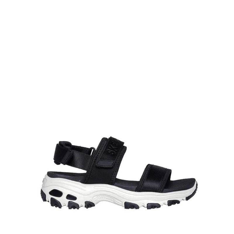 Sepatu Sandal Skechers Arch Fit Sendal Tali Strap Wedges Wanita Cewek Original Hitam