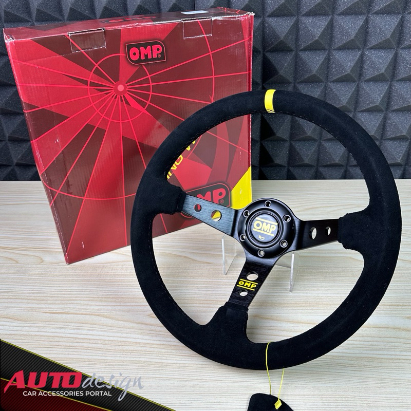 OMP Stir Racing Mobil Kulit Suede Celong 14 Inch Universal