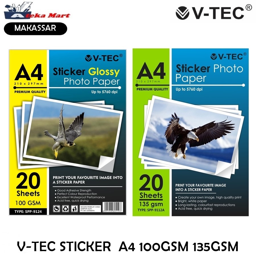 

V-TEC STICKER GLOSSY 135GSM SPP-9112A 100GSM SPP-9124