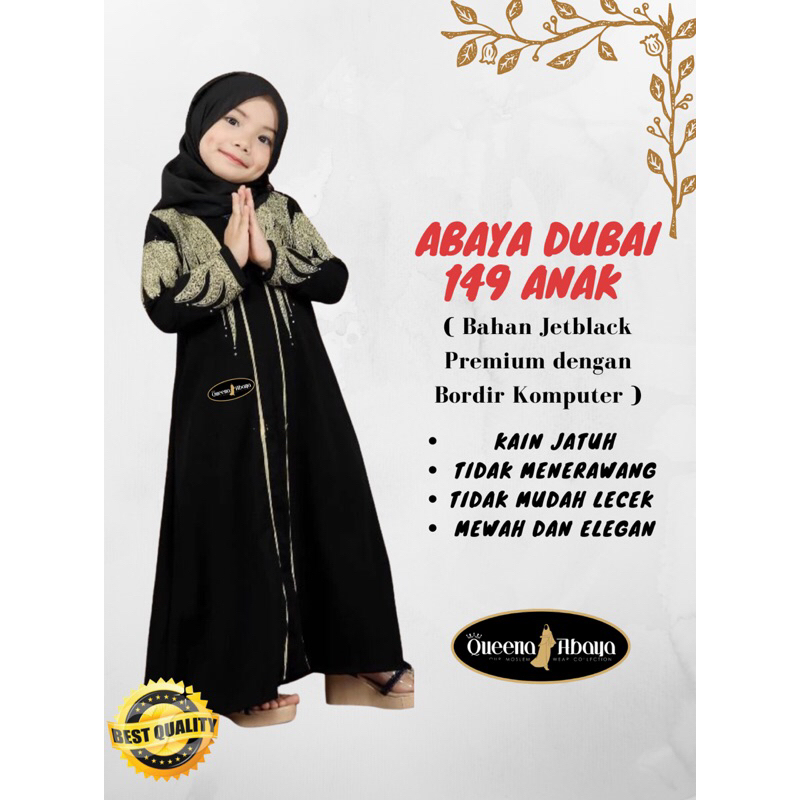 Gamis Anak Abaya Dress Kids Hitam Bahan Jetblack Bordir Bestseller Gamis Anak Perempuan TK SD Abaya 