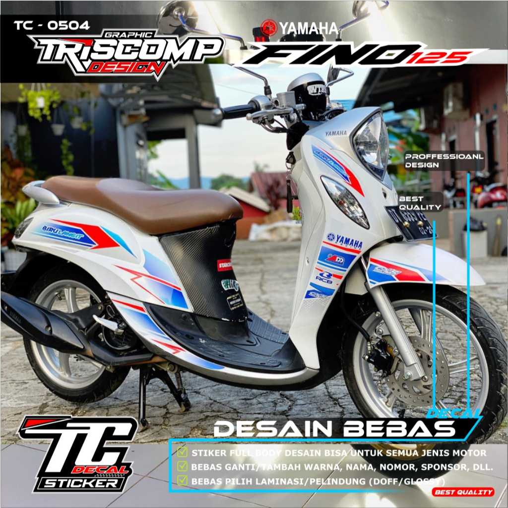 Decal striping Fino Fullbody Sticker motor Fino 125 warna putih motif simpel keren custom bisa reque