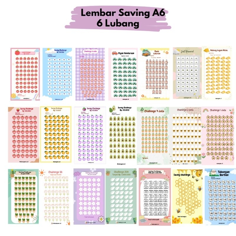 

Isi binder nabung A6 /lembar saving kertas A6/ loose leaf