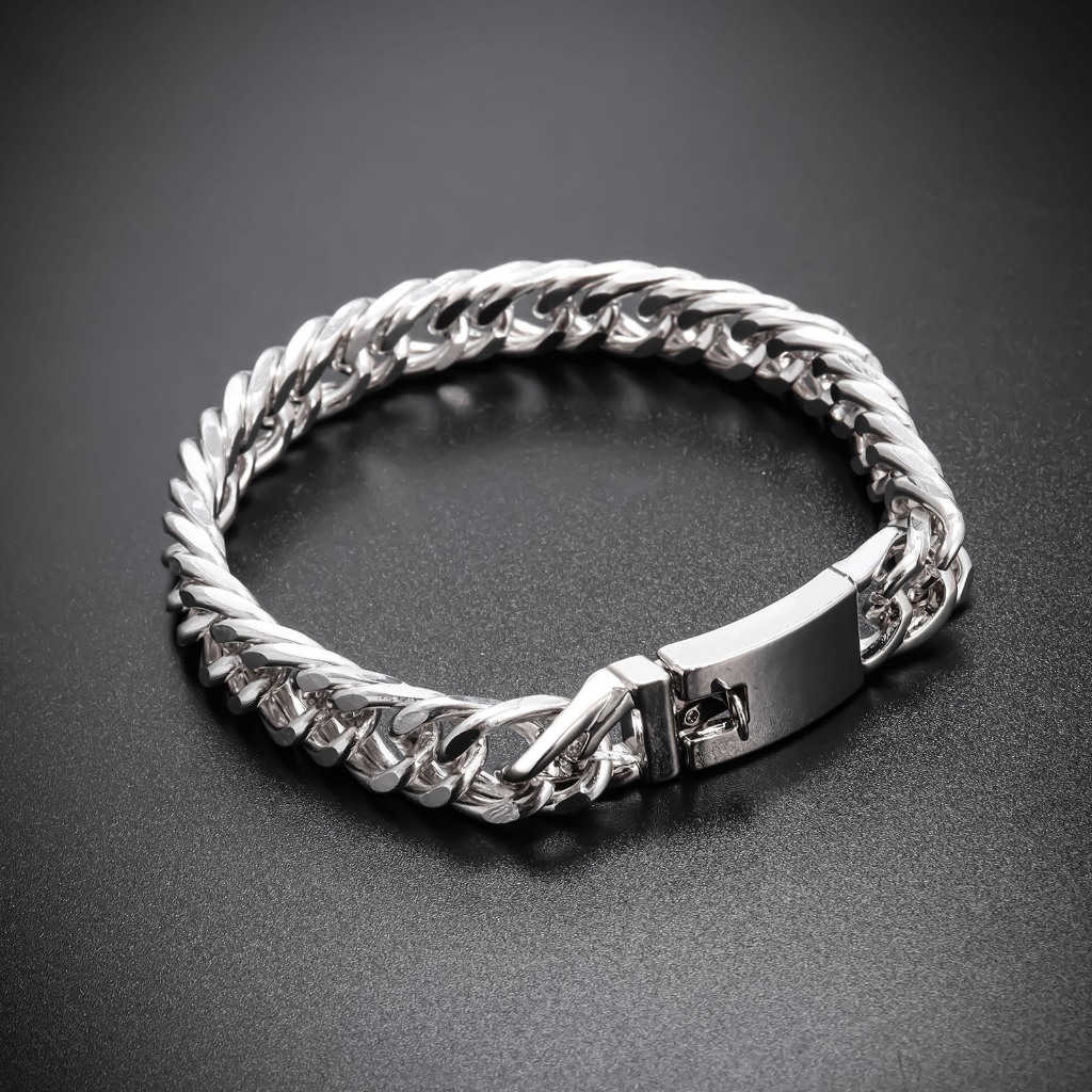 Gelang Rantai Tebal 10mm / Gelang Tangan Pria Model Rantai Gesper Keren / Double Chain Magnetic Brac