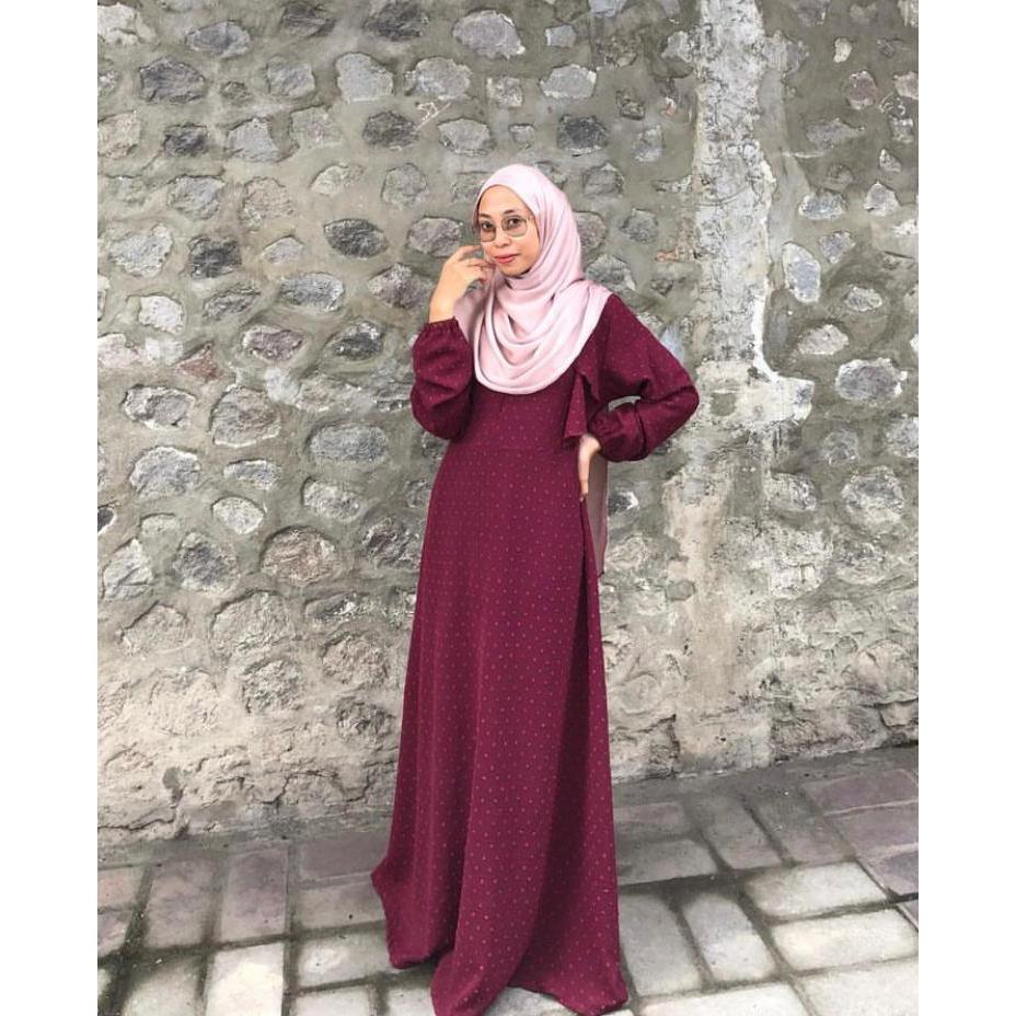 Gamis butik elegan simple - muslimah dress premium byRizquna collection COD