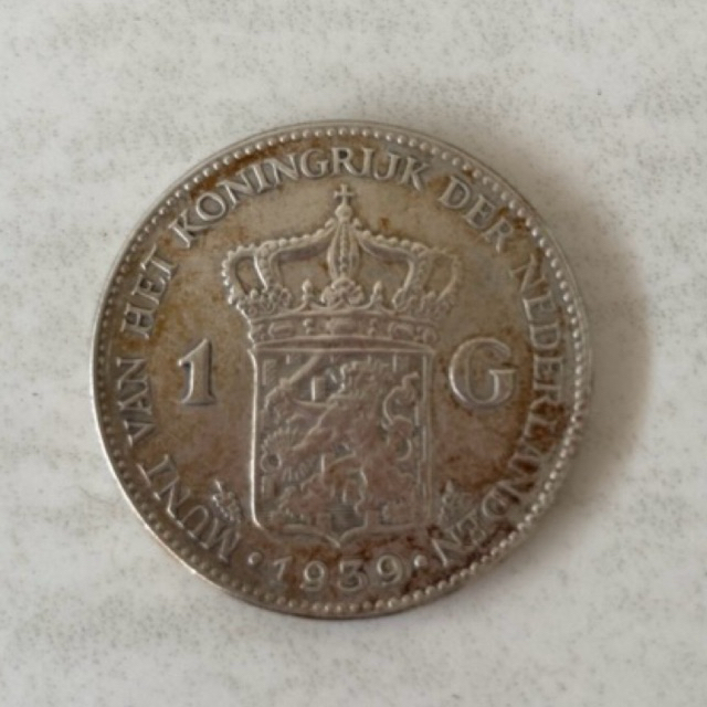 Koin Kuno 1 Gulden Wilhelmina Tahun 1939