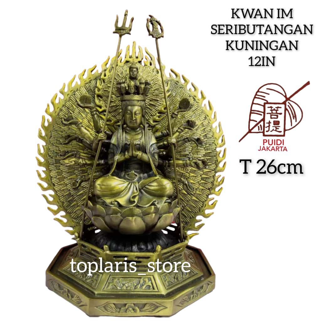 Patung Kwan Im Seribu Tangan Kuningan TPO