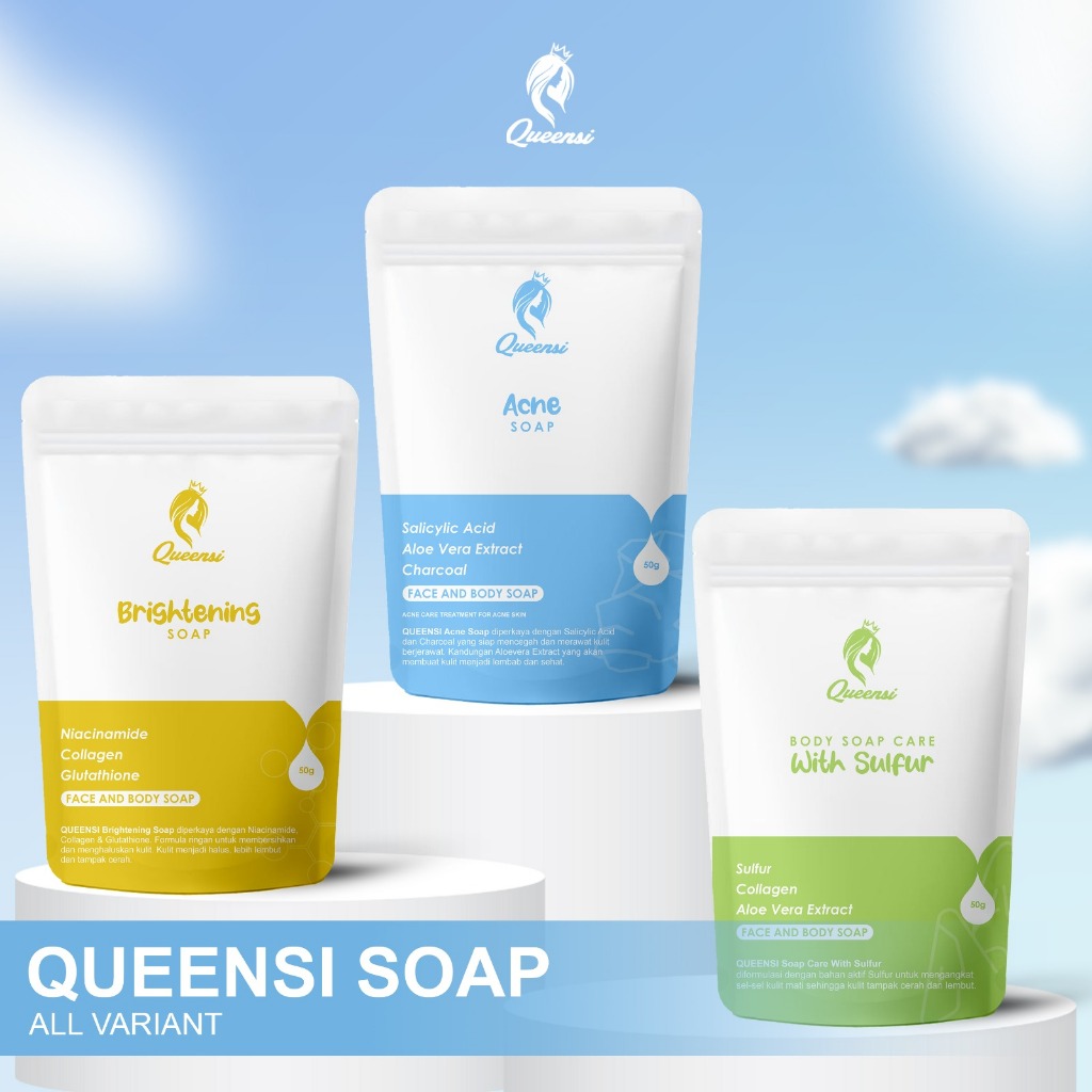 QUEENSI SOAP ACNE BRIGHTENING BODY CARE SULFUR 100% ORIGINAL