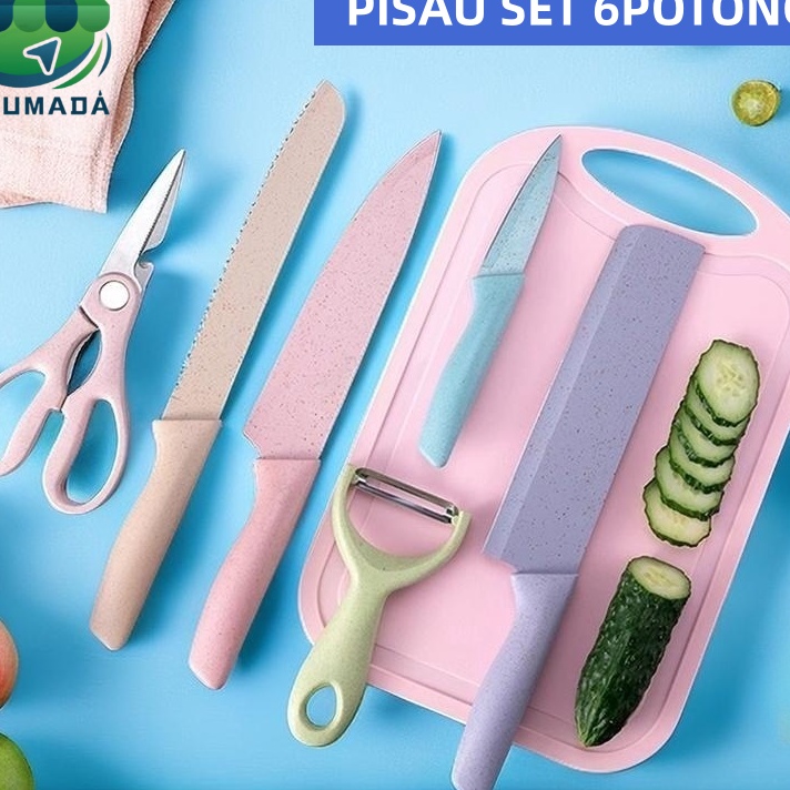 Ready Stok Knife Set Stainless Steel Pisau Dapur Set 6 in 1 Bahan Stainless Steel Pisau Set