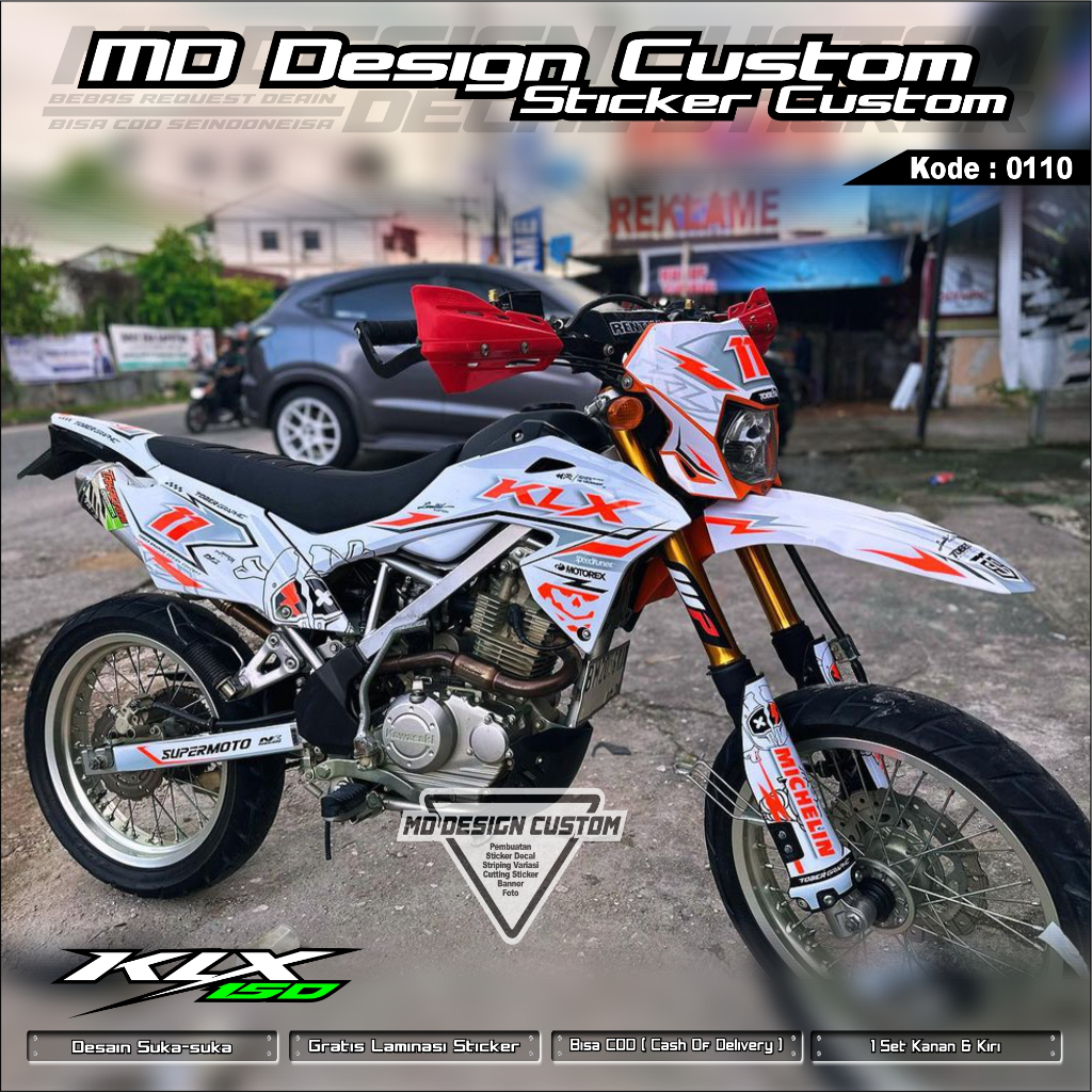 0110 (COD) Sticker Decal KLX 150 BF Full Body Bebas Request Desain Teraru - Sticker Premium KLX 150 