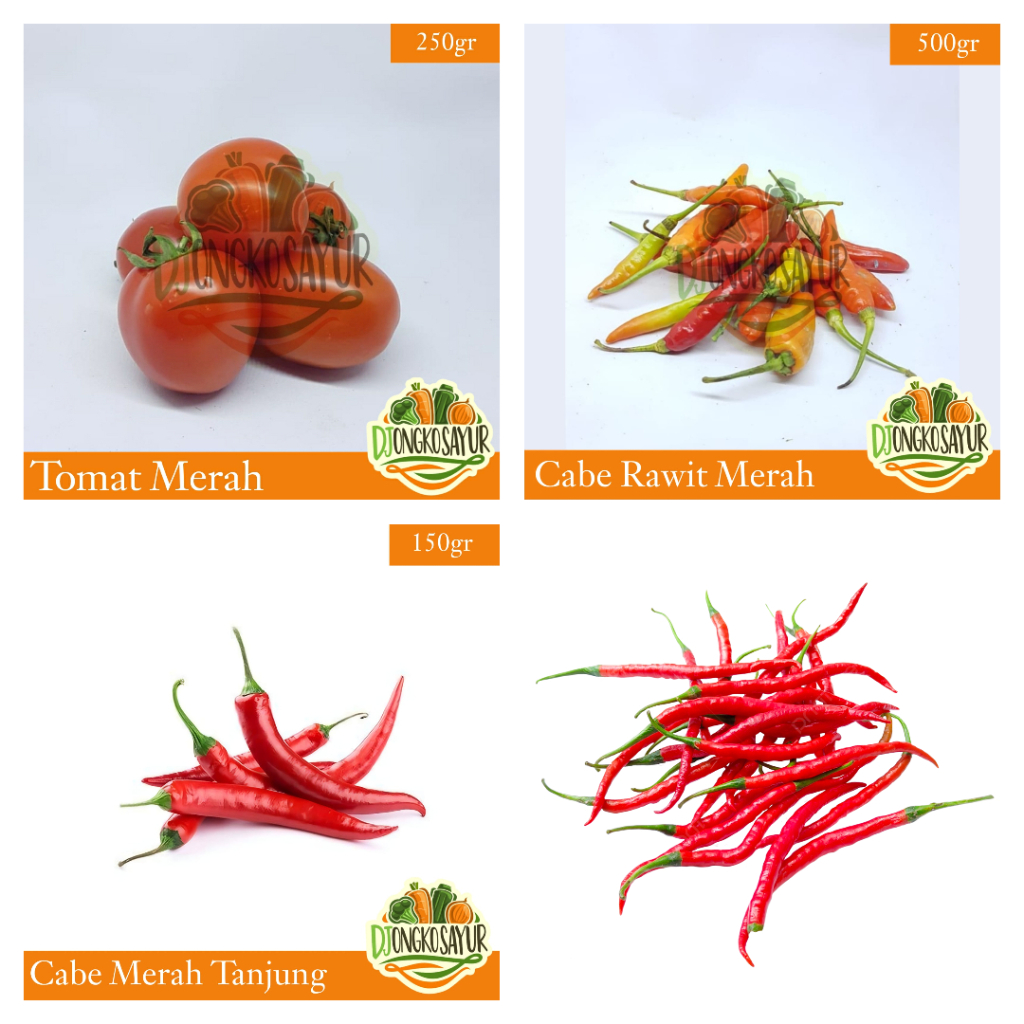 

Tomat Merah / Cabe Rawit Merah [ Cengek Merah / Cengek Domba ] / Cabe Tanjung Merah / Cabe Keriting Merah