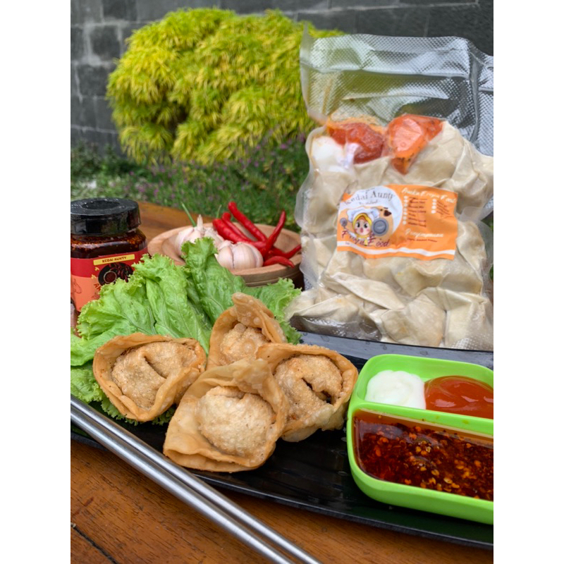 

Wonton kering dan wonton basah isi 15pcs dimsum frozen food tanpa pengawat