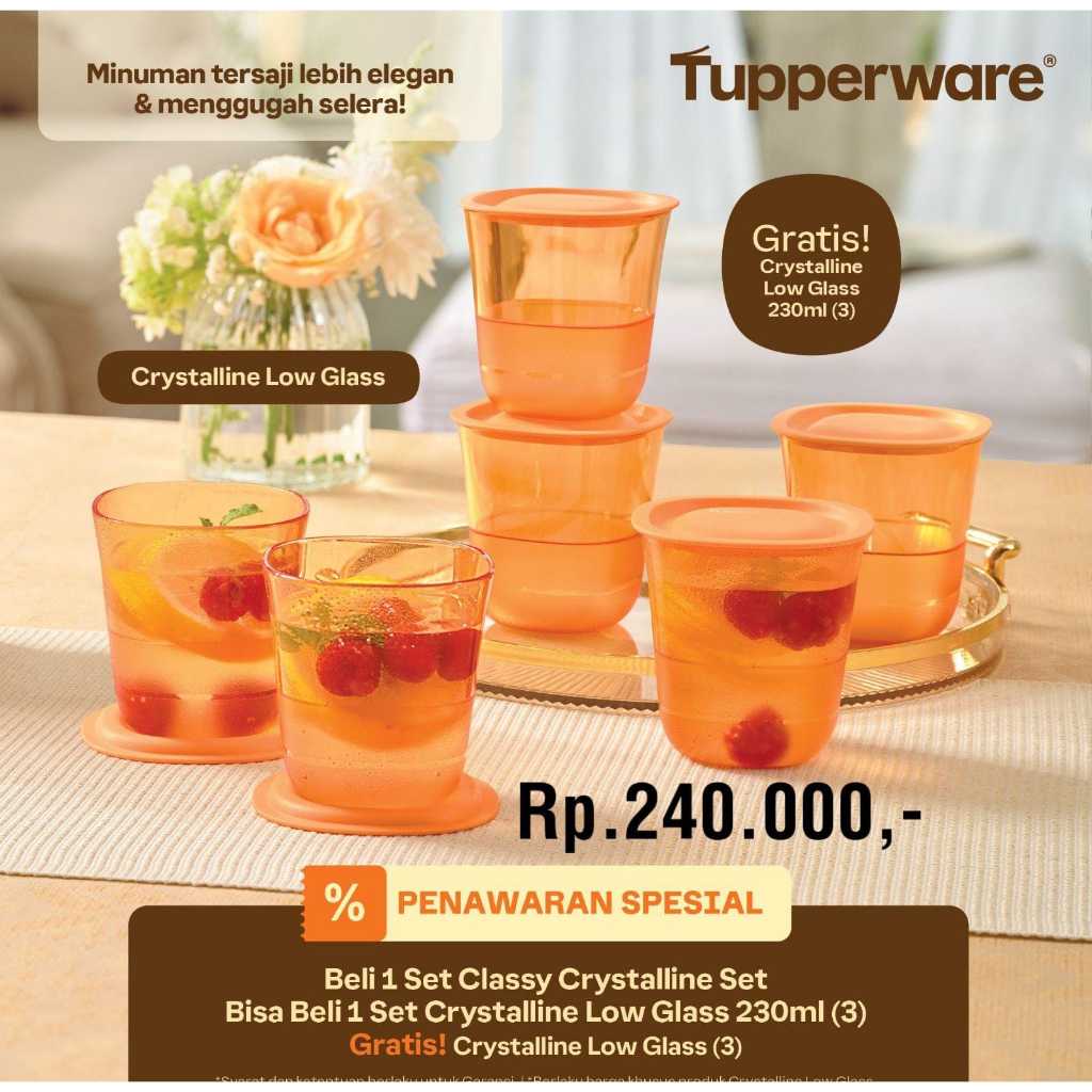 Crystalline Low Glass Set 230ml/ Paket Gelas Tupperware Original Termurah!
