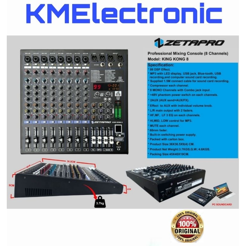 MIXER AUDIO 8 CHANNELl / AUDIO MIXER 8 CHANNEL , ZETAPRO KINGKONG 8