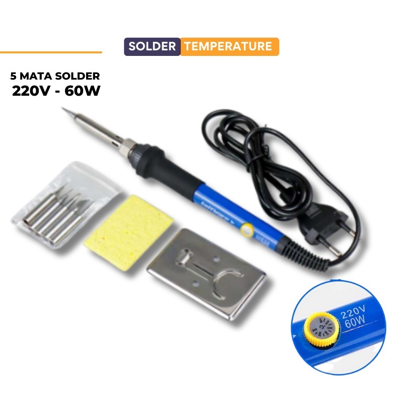 ORI SOLDER SET Solder Adjustable Temperature Fast Heating 60W with 5 Tips