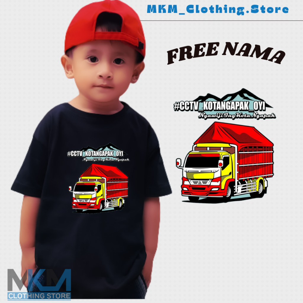 Kaos Anak Truk Oleng CCTV | Baju Anak Truk Oleng CCTV | Kaos Anak Sablon DTF Laki laki dan Perempuan