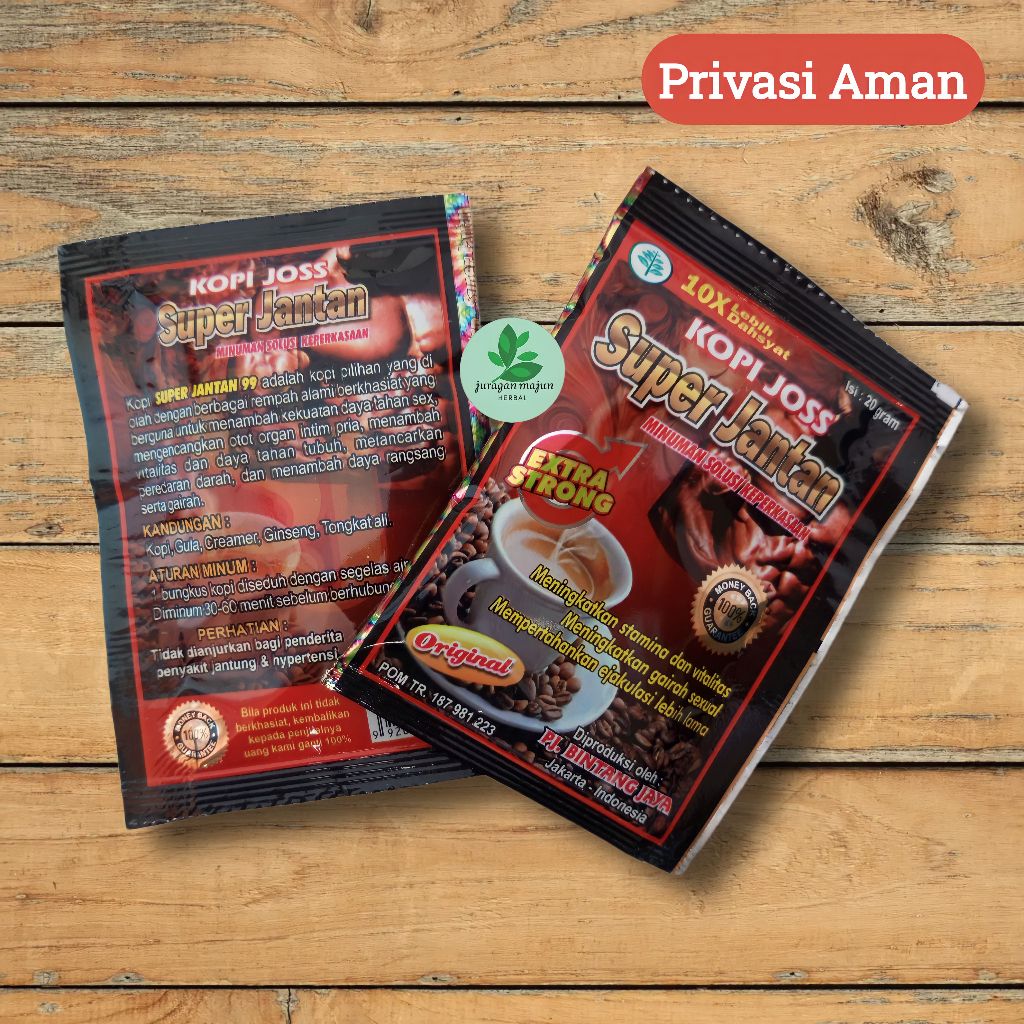 

Kopi Joss Super J4ntan Original Minuman Stamina Pria Dewasa Kuat Tahan Lama 1 Sachet