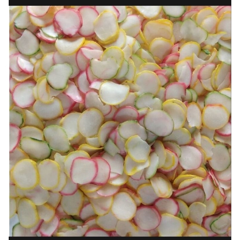 

Krupuk Bawang Warna Warni 1kg (Mentah)