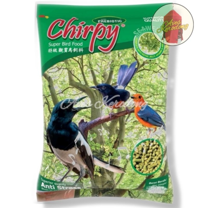 Pakan Voer Chirpy Extra Seaweed Superior Pakan Pur Burung Murai Kacer Anis Hijau