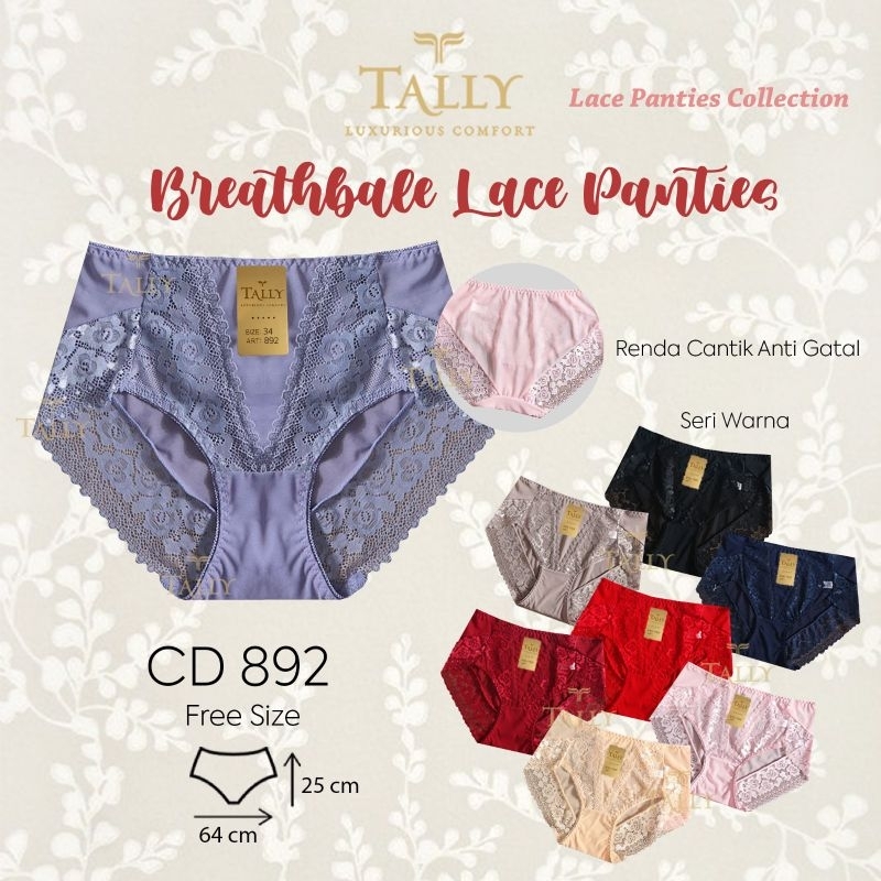 3 PCS CD TALLY 892 BREATHABLE LACE PANTIES