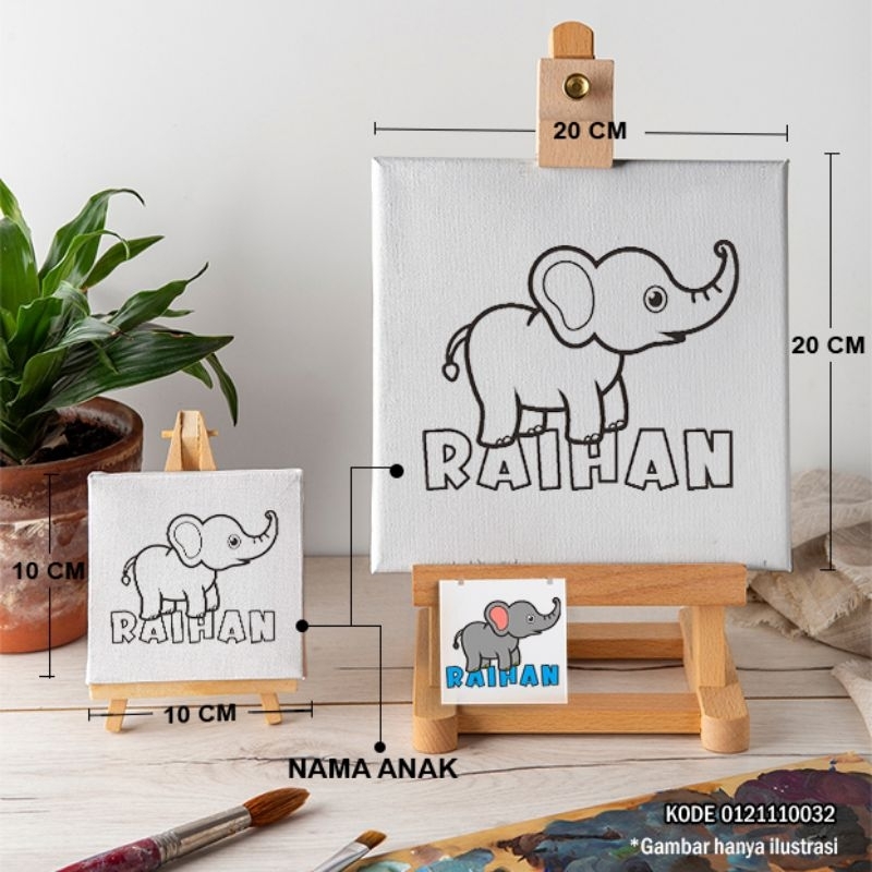 

Kanvas Lukis Mewarnai Level Dasar plus nama anak (Gajah)