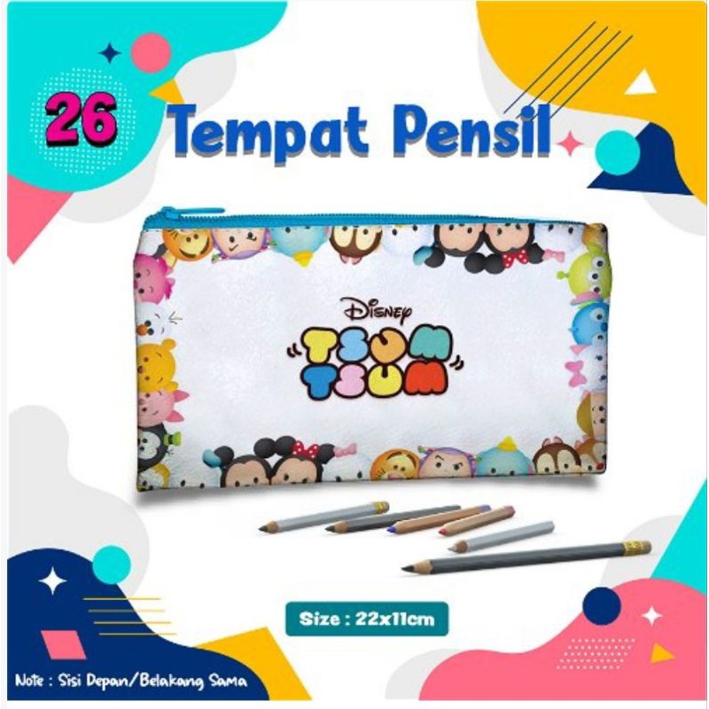 

Tempat pensil/ pouch tempat pensil/ Tempat alat tulis/ pencil case pouch karakter kartun Tsum tsum