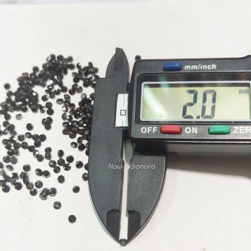 Natural Black Diamond Berlian Hitam Eropa ASLI ORI 100% Tabur 2.0/2.1mm isi 20 pcs