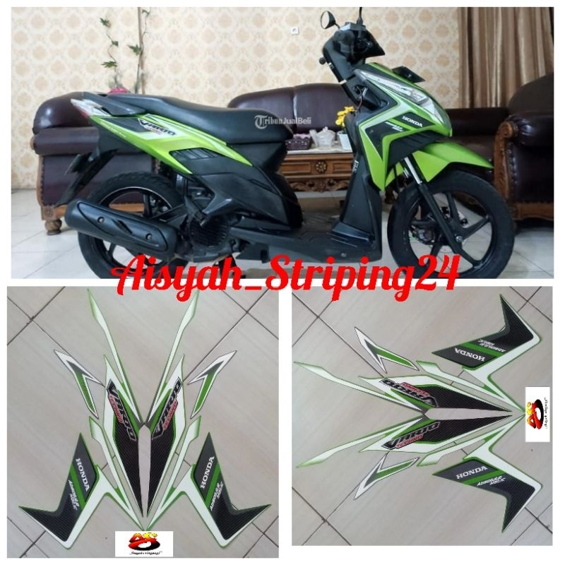 STIKER STRIPING LIS LES MOTOR HONDA VARIO TECNO ABDSOLUTE MATIC 110 2011 HIJAU STANDAR
