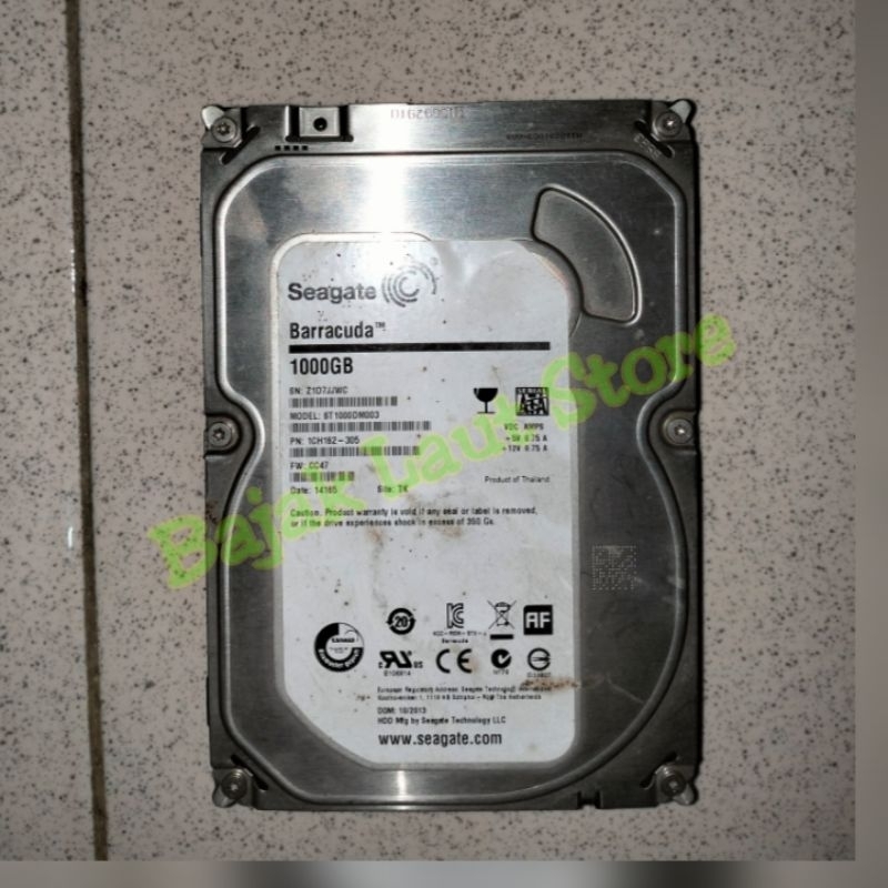 Hardisk Seagate baracudda 1TB (TERABYTES) 3,5 inch  sentinel 100/99 untuk CCTV/PC/PS2/PS3 (soket SAT