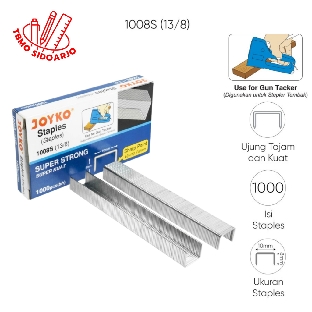 

TBMO Staples / Isi Stapler / Gun Tacker Refill Joyko 1008S (13/8)