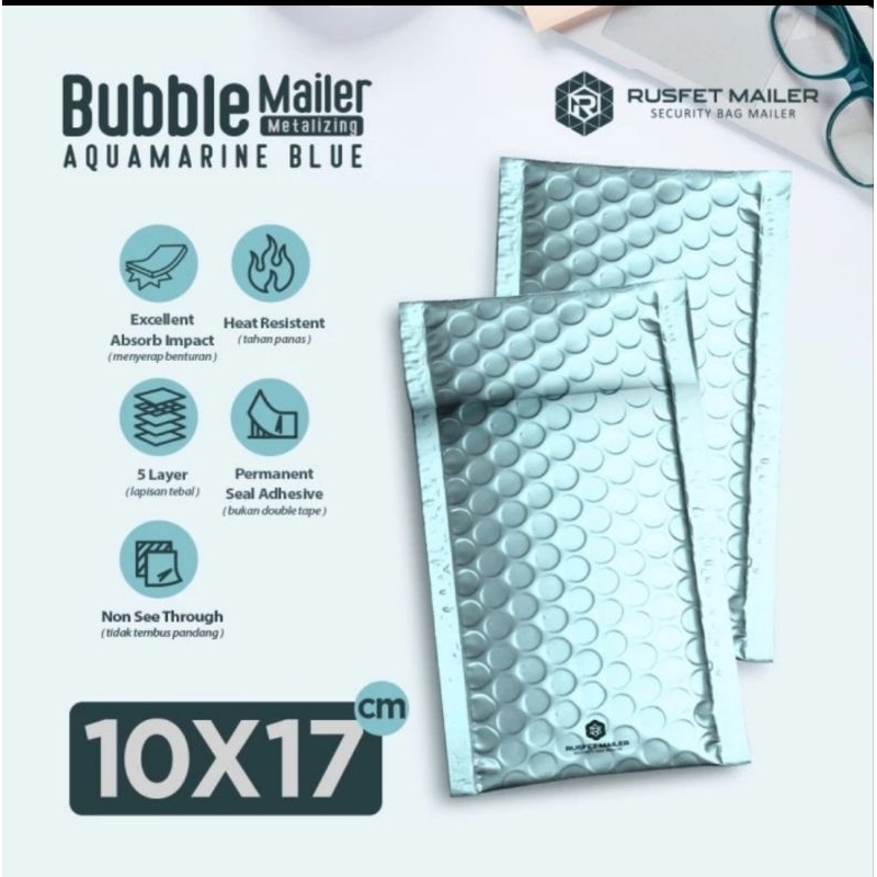

Amplop Bubble Mailer Envelope Bubble Mailer Metalizing Aquamarine Blue 10X17 10X21