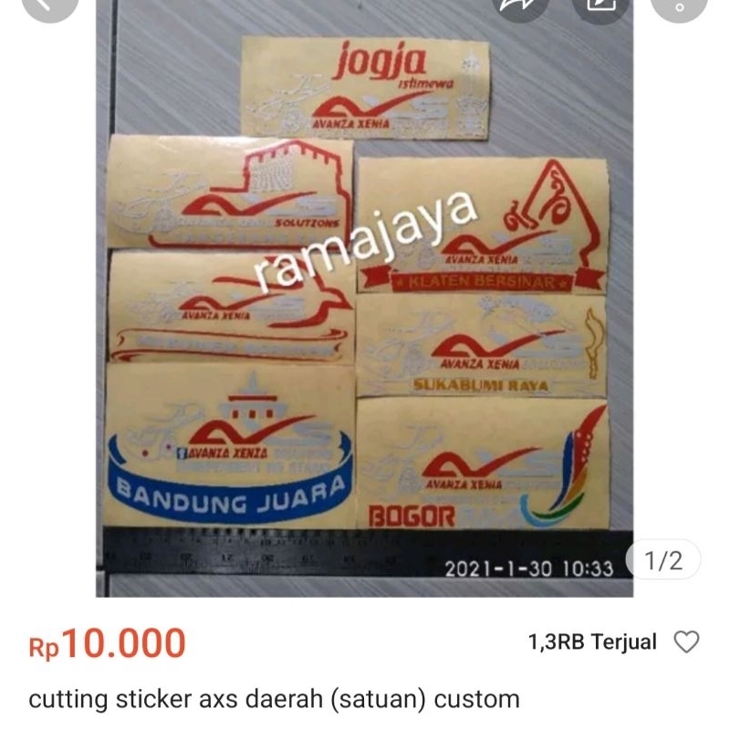 cutting sticker axs daerah