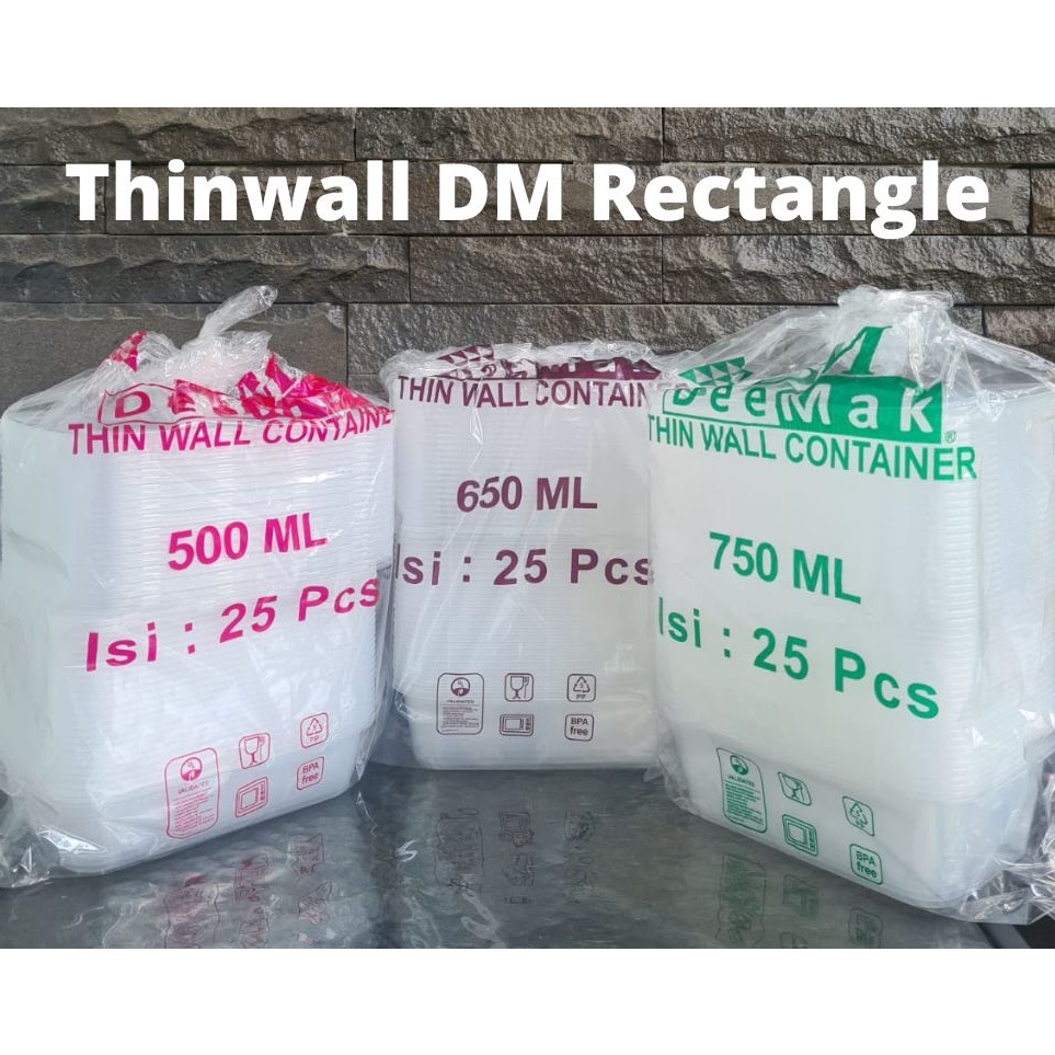 Hq Thinwall DM RectanglePersegi Panjang  REC Ukuran 5ml 65ml 75ml Isi 25 pcs Thinwall Merk DM Termur