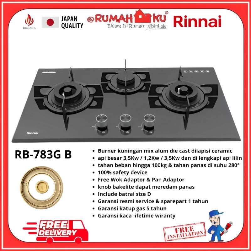 Kompor Tanam Rinnai RB-783GB RB 783G B