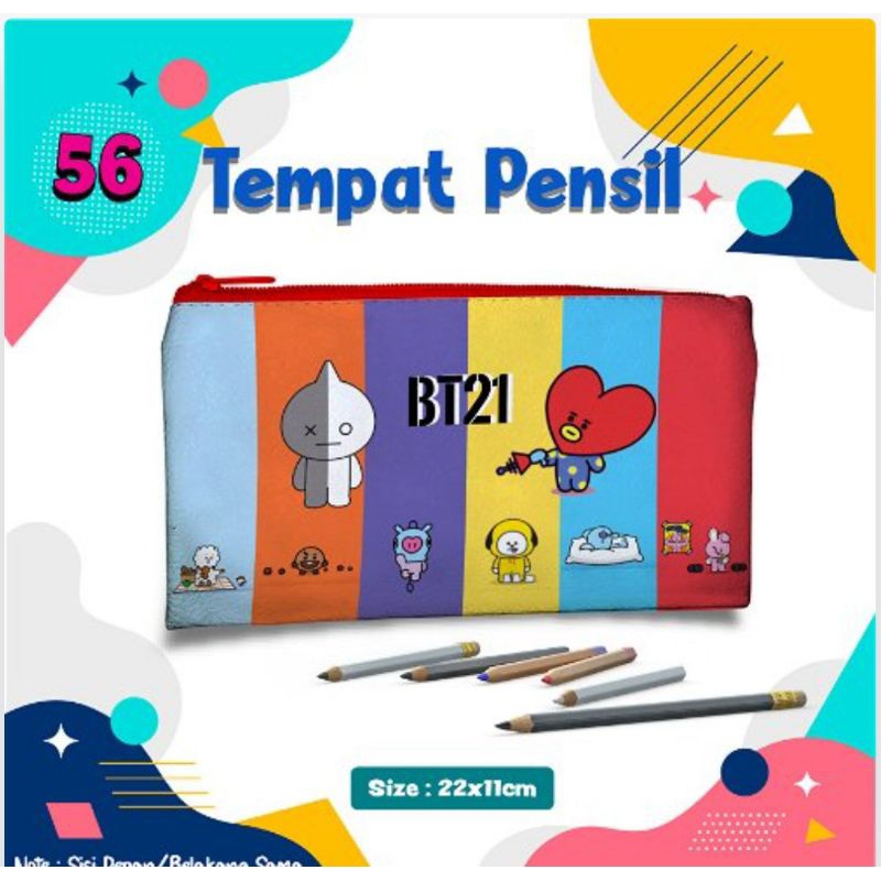 

Tempat pensil/ pouch tempat pensil/ Tempat alat tulis/ pencil case pouch karakter kartun BT21