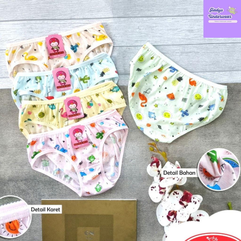 1/2 Lusin CD Anak Perempuan-CD anak cewe-Celana Dalam Anak Perempuan Golden Nick 1187 per 6 PCS-CD P