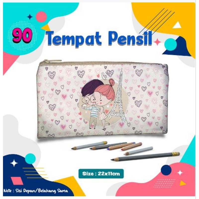 

Tempat pensil/ pouch tempat pensil/ Tempat alat tulis/ pencil case pouch karakter kartun love paris