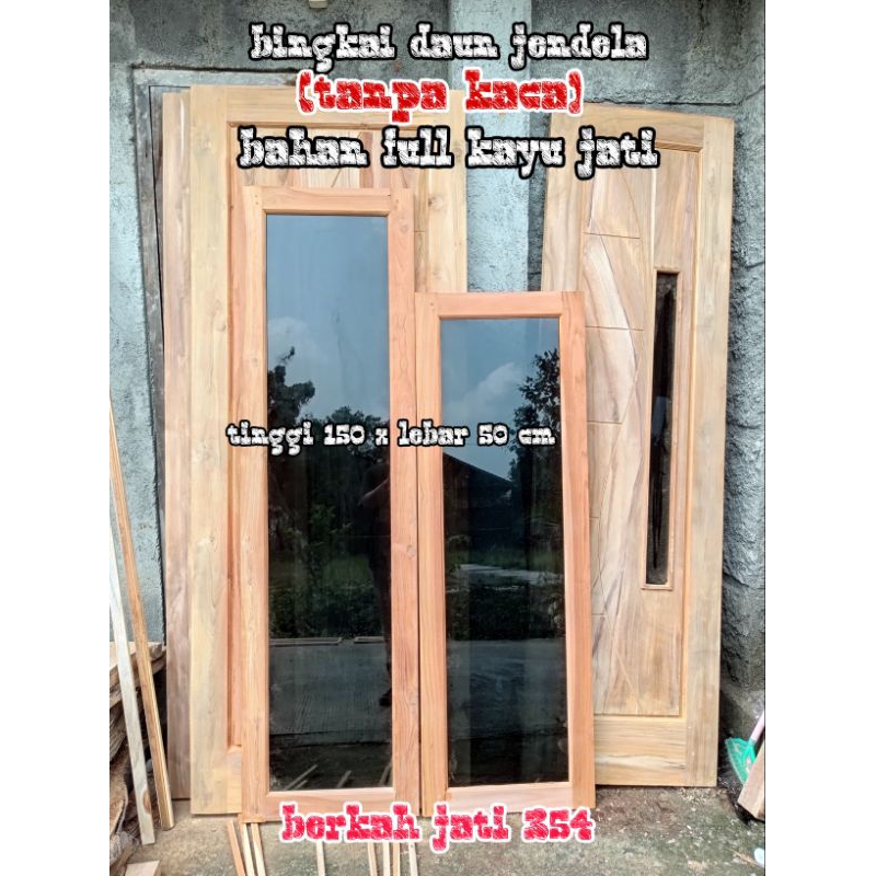 bingkai daun jendela bahan full kayu jati (tanpa kaca)