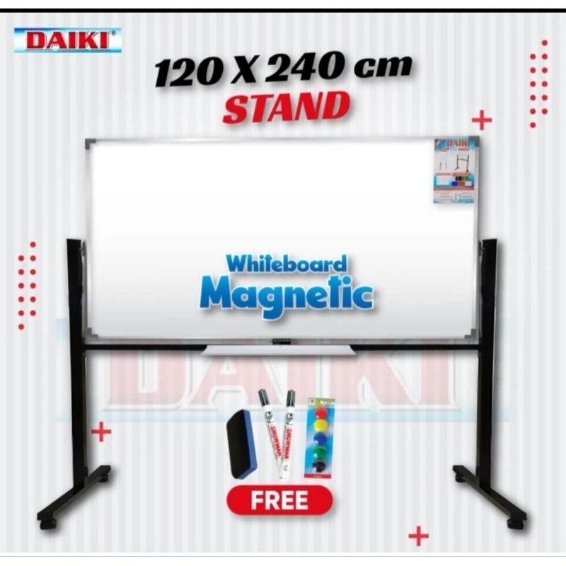 

Daiki White Board Single Face Stand Magnetik 120 x 240 cm / Papan Tulis.