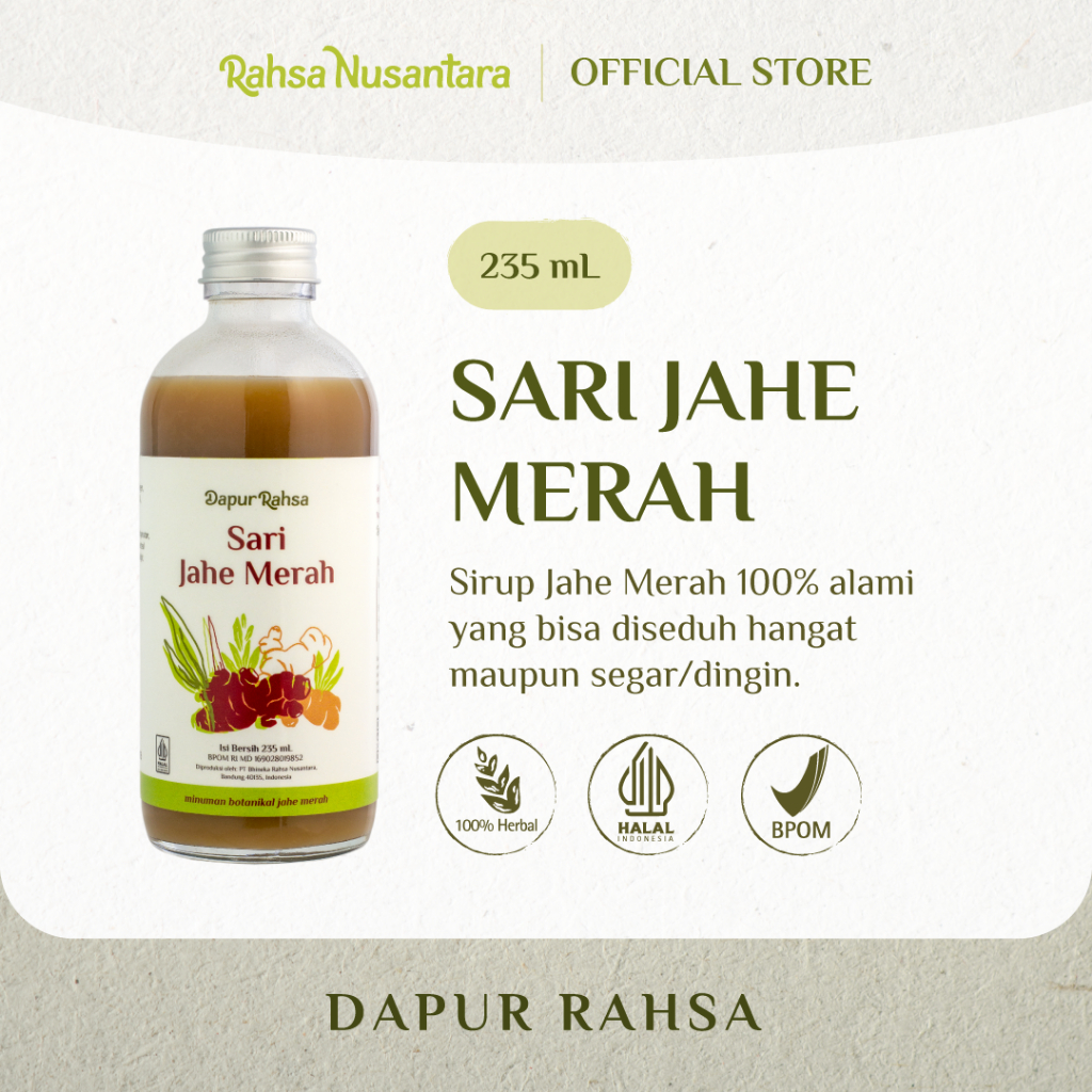 

Sari Jahe Merh 235mL | BPOM by Rahsa Nusantara - Jamu Sirup Herbal Tradisional