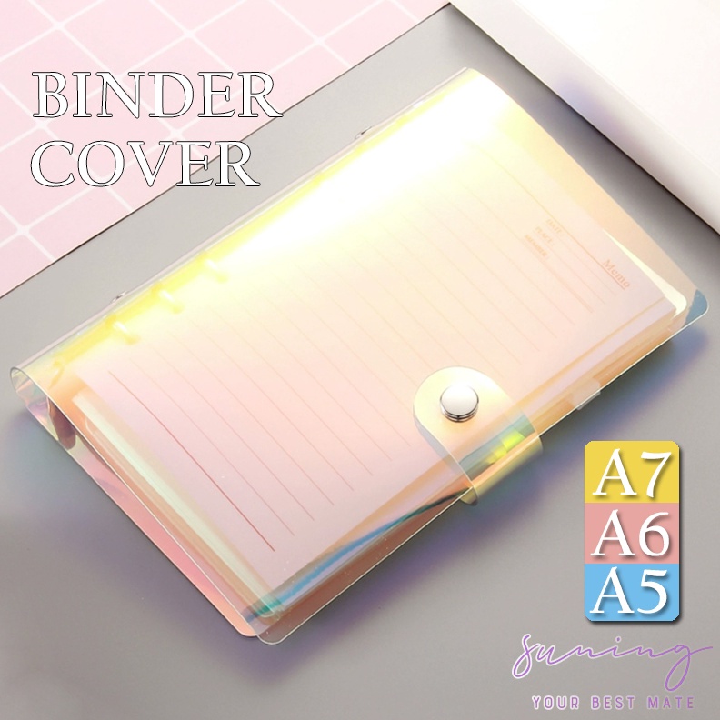 

ART D3Q3 A6 A5Clear Soft PVC Notebook Binder Cover Planner 6Ring LooseLeaf Folder