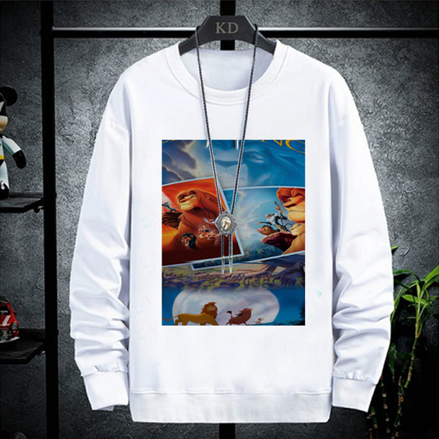 Sweater Lion King Crewneck Bahan White Cotton Fleece