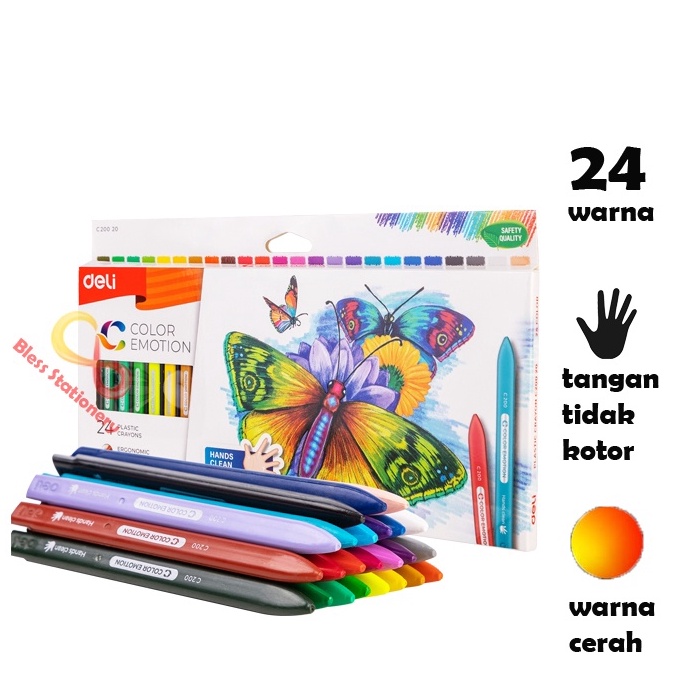 

ART B5J6 Deli krayon plastik 24 warna anak sekolah plastic crayon EC22