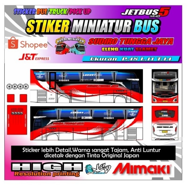

stiker miniatur bus Sudiro Tungga jaya JB5