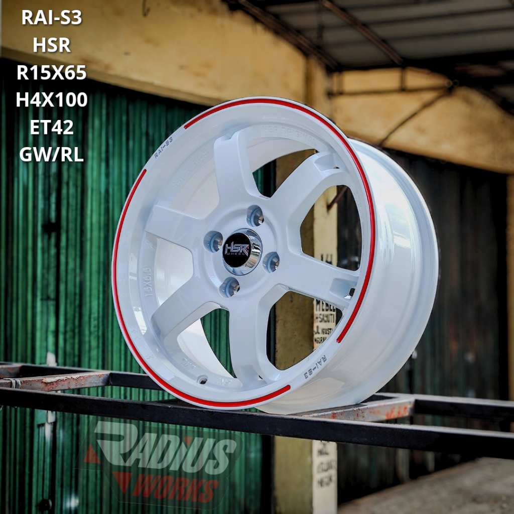 Velg mobil R15 untuk brio freed agya ayla sigra dll hsr rai-s3 pcd 4x100 & 114,3 pelek ring 15 paket