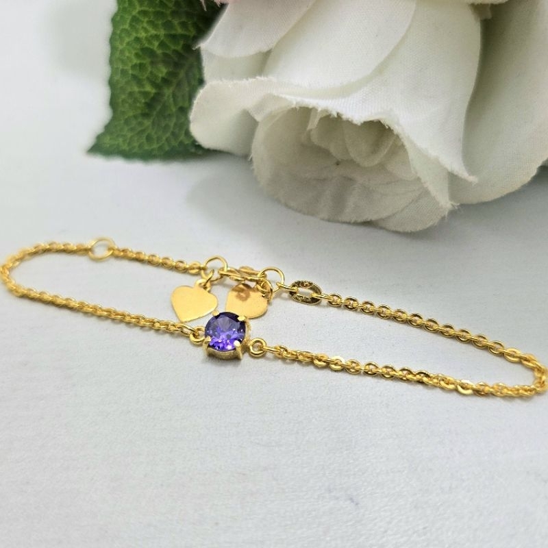 Gelang Rantai Mata 1 Ungu Emas muda