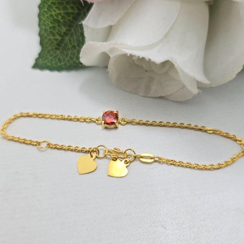 Gelang Rantai Mata 1 Oranye Emas Muda